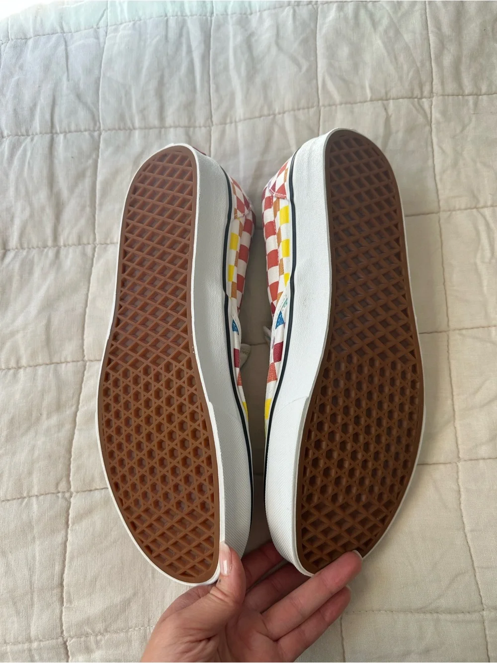 Vans men's Rainbow Checkerboard Slip-On Shoes